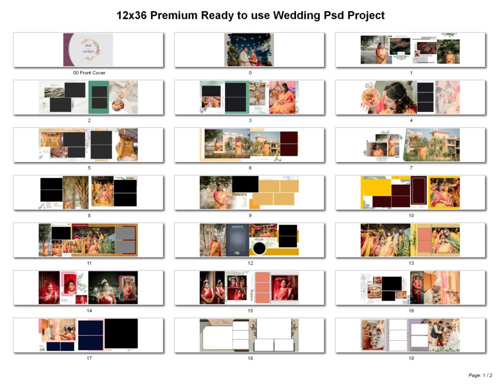 12x36 Premium Ready to use Wedding Album Psd Project